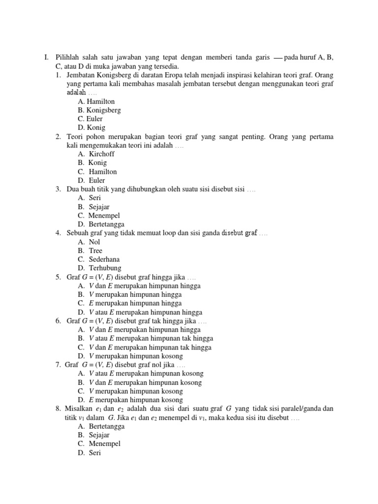 Soal Pretes Teori Graf | PDF