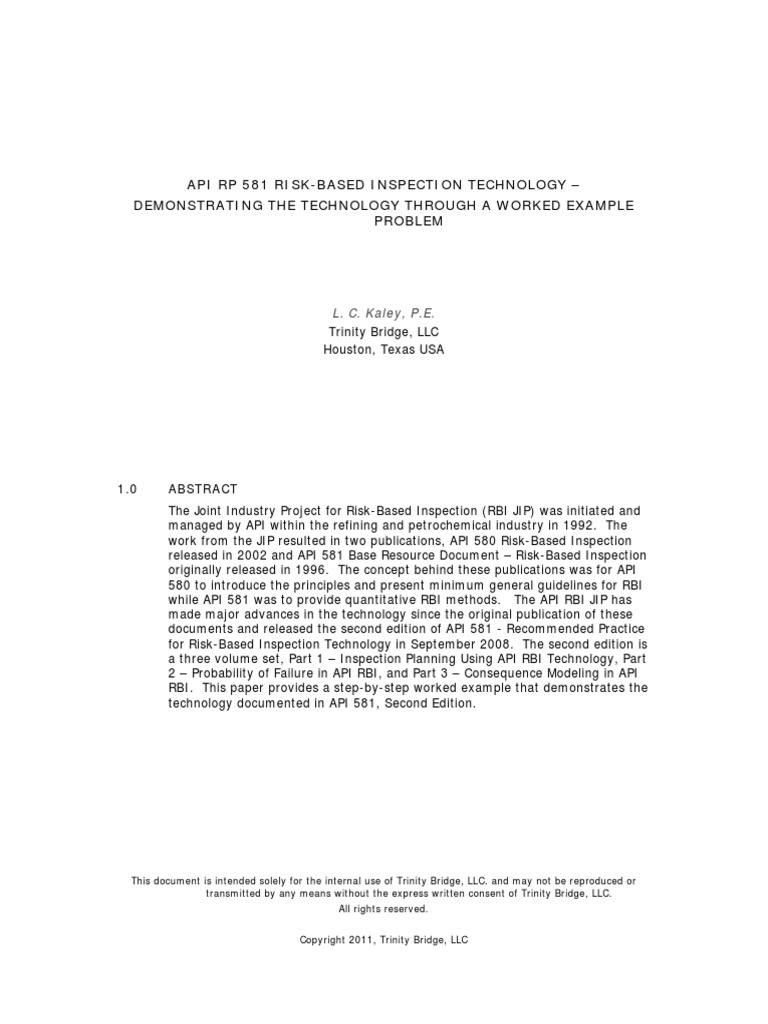 API 581 Example, 2nd Edition | PDF | Risk | Uncertainty