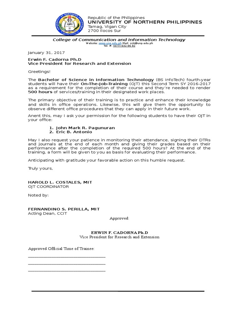 OJT Letter | PDF | Cognition | Science