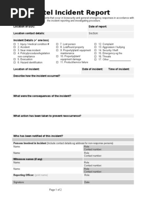 Hotel Incident Report