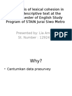 An Analysis of Lexical Cohesion in Writing Descriptive Text at The Sixth Semester of English Study Program of STAIN Jurai Siwo Metro