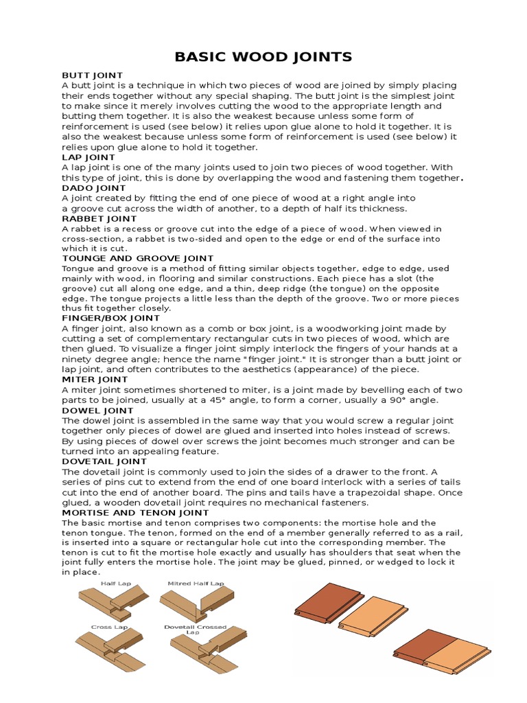 Basic Wood Joints PDF Crafts Woodworking