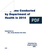 Programs Conducted by Department of Health in 2014