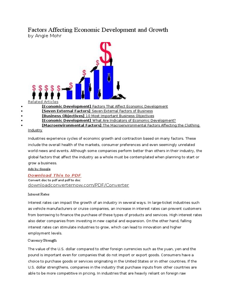 Factors Affecting Economic Development and Growth | PDF | Economic ...