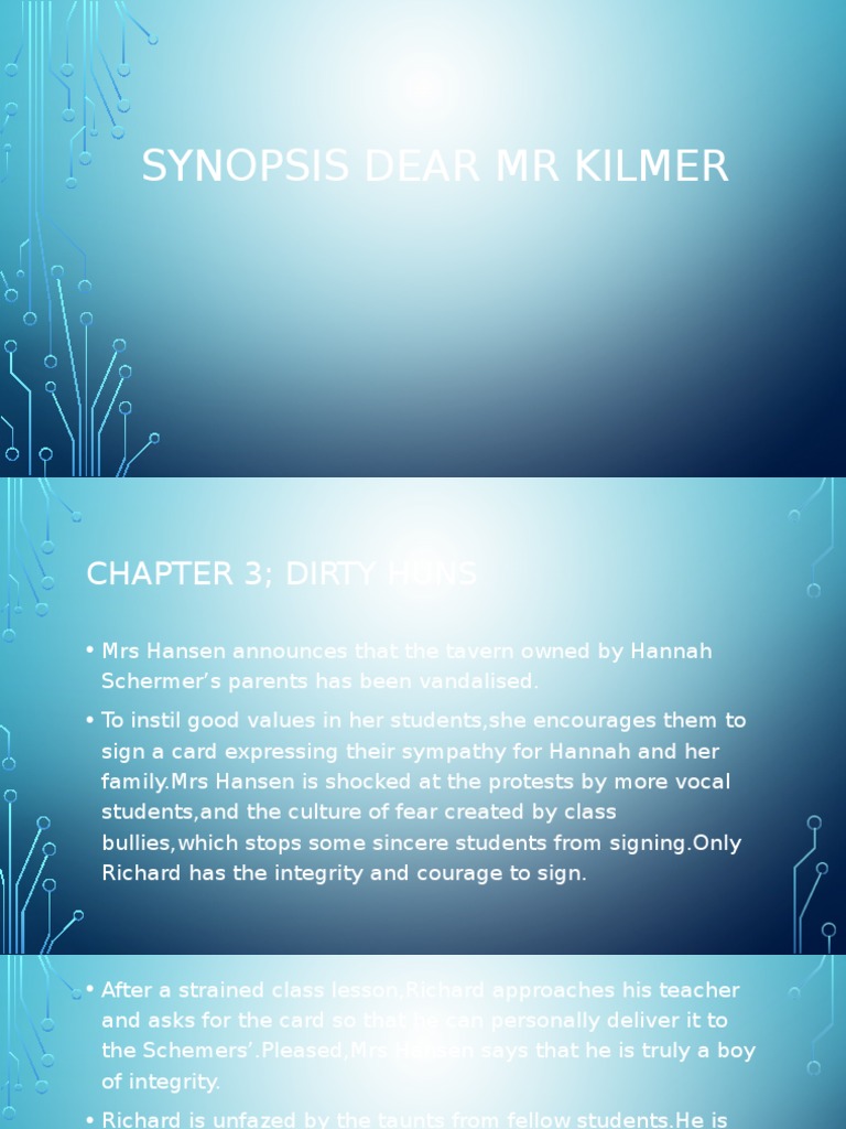 Synopsis Dear MR Kilmer | PDF