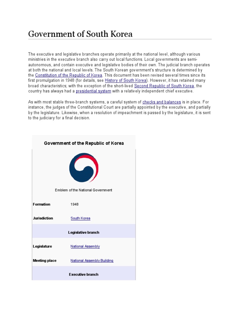 Government of South Korea | PDF