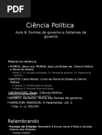 Aula 8 - Formas de Governo e Sistemas de Governo