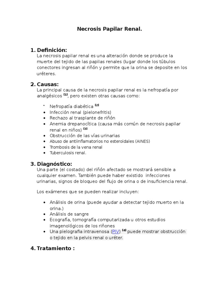 Necrosis Papilar Renal | PDF | Riñón | Especialidades Medicas