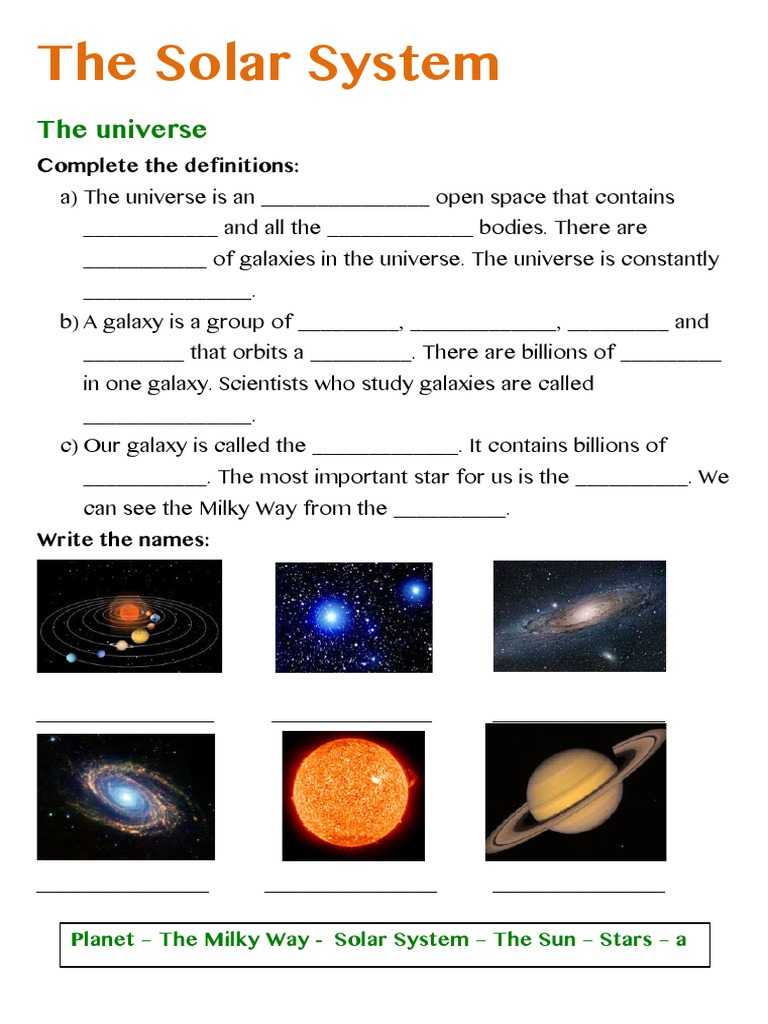 The Solar System - Worksheets  Planets  Solar System Within Solar System Worksheet Pdf