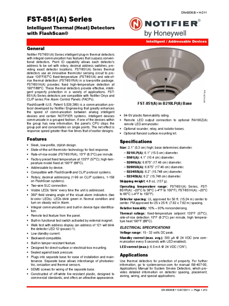 Notifier FST851 Datasheet Electrical Wiring Relay
