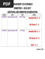 Additional Mid-Semester 2016-2017 Semester I Timetable1