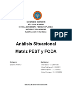 Analisis Situacional Matriz PEST y FODA