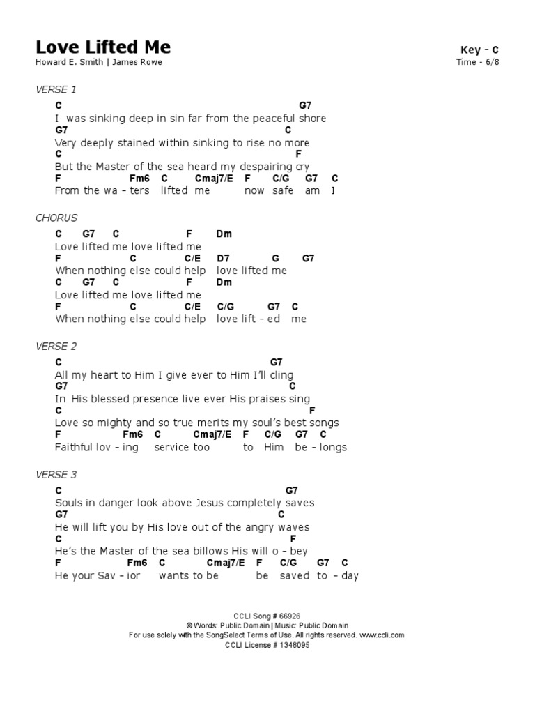 Love Lifted Me: Key - C | PDF