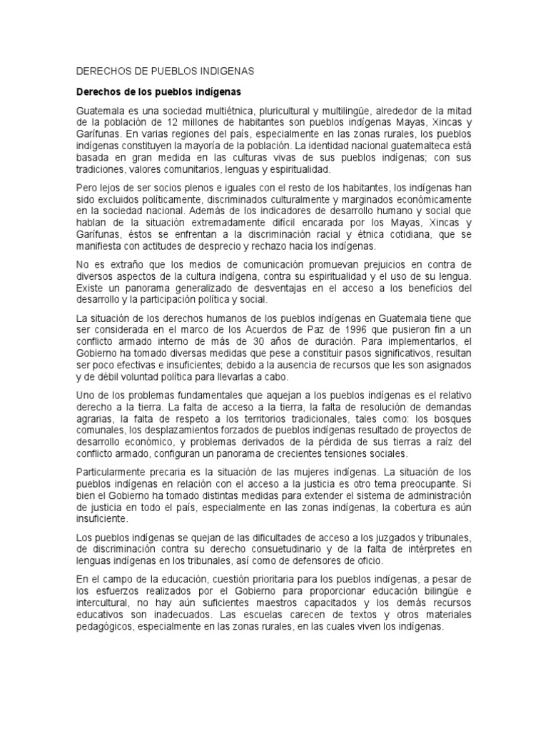 Derechos de los Pueblos Indígenas en Guatemala | PDF | Gente indígena ...