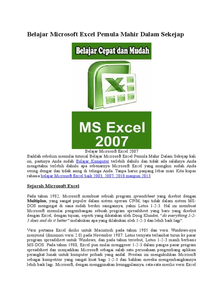Cara Belajar Microsoft Excel Untuk Pemula - Cara Mengajarku