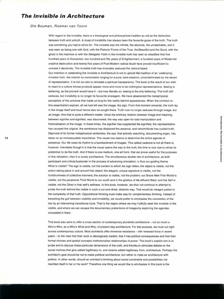 The Invisible in Architecture - Introduction PDF | PDF
