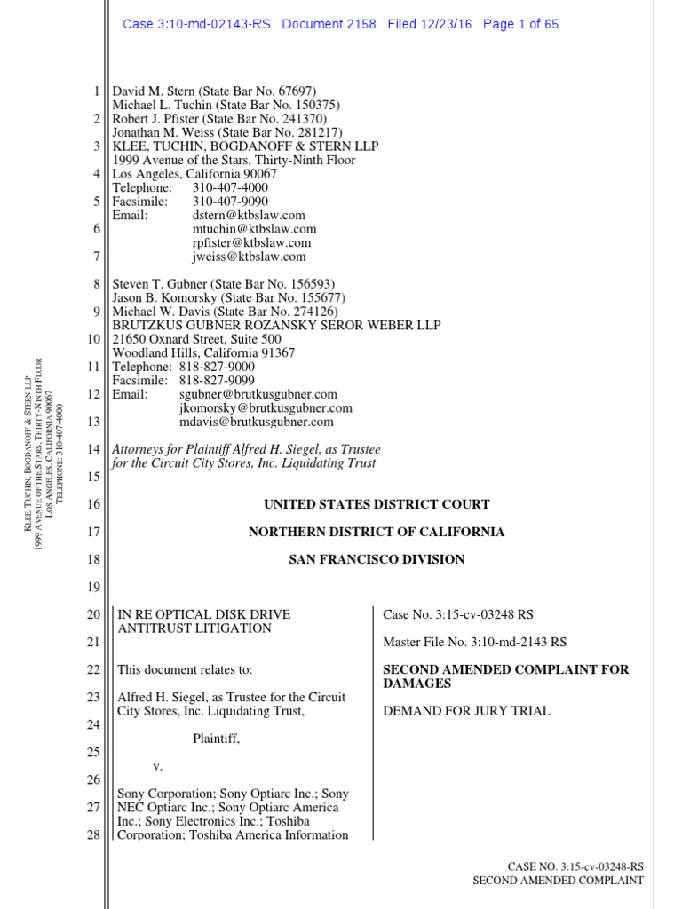 Circuit City's Amended Complaint in Optical Disc Drive PriceFixing