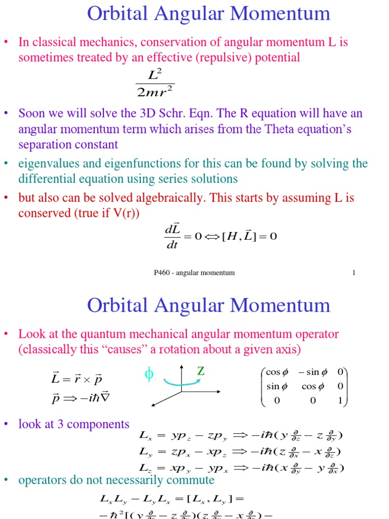 In Classical Mechanics Conservation Of Angular Momentum L Is Sometimes Treated By An Effective Repulsive Potential Group Mathematics Matrix Mathematics