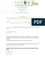 Actividad 3. Eliminación de Gauss