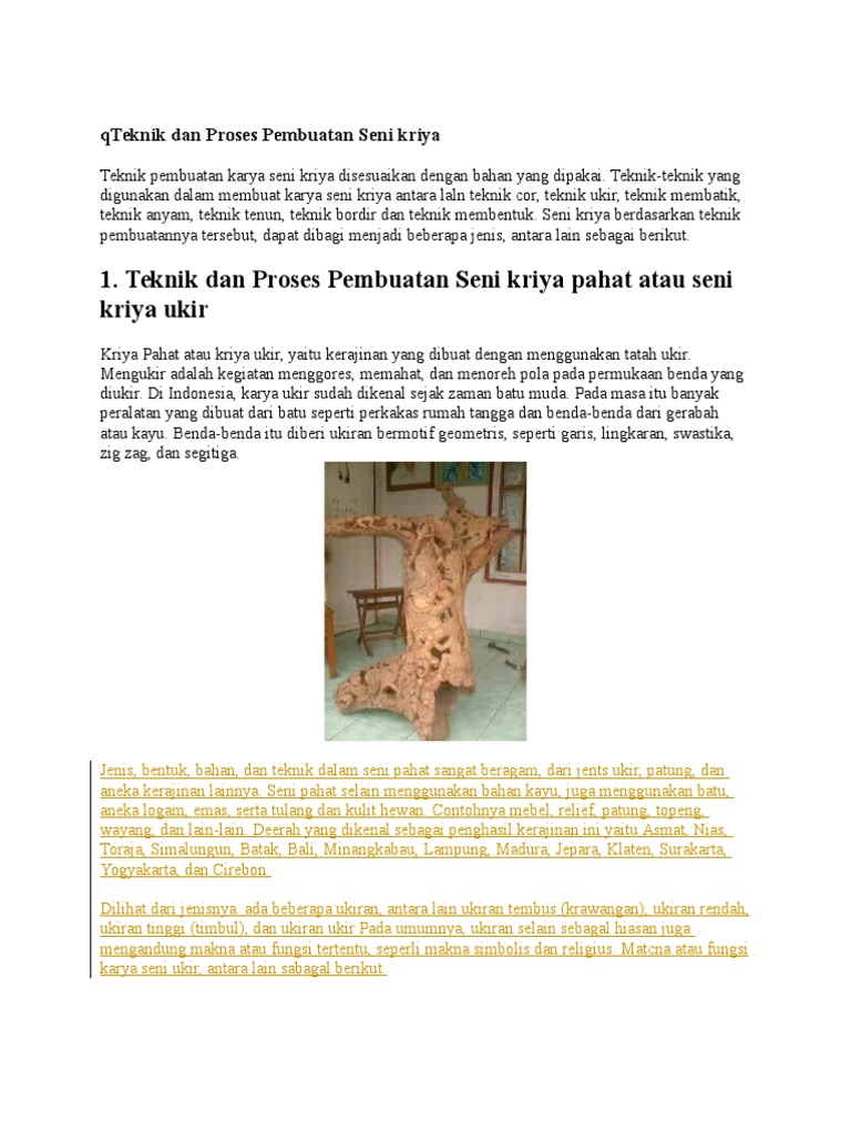 Teknik Dan Proses Pembuatan Seni Kriya