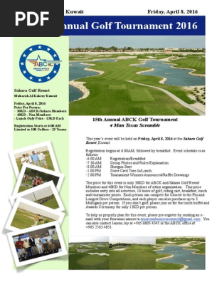 ABCK Golf Tournament Flyer 2016