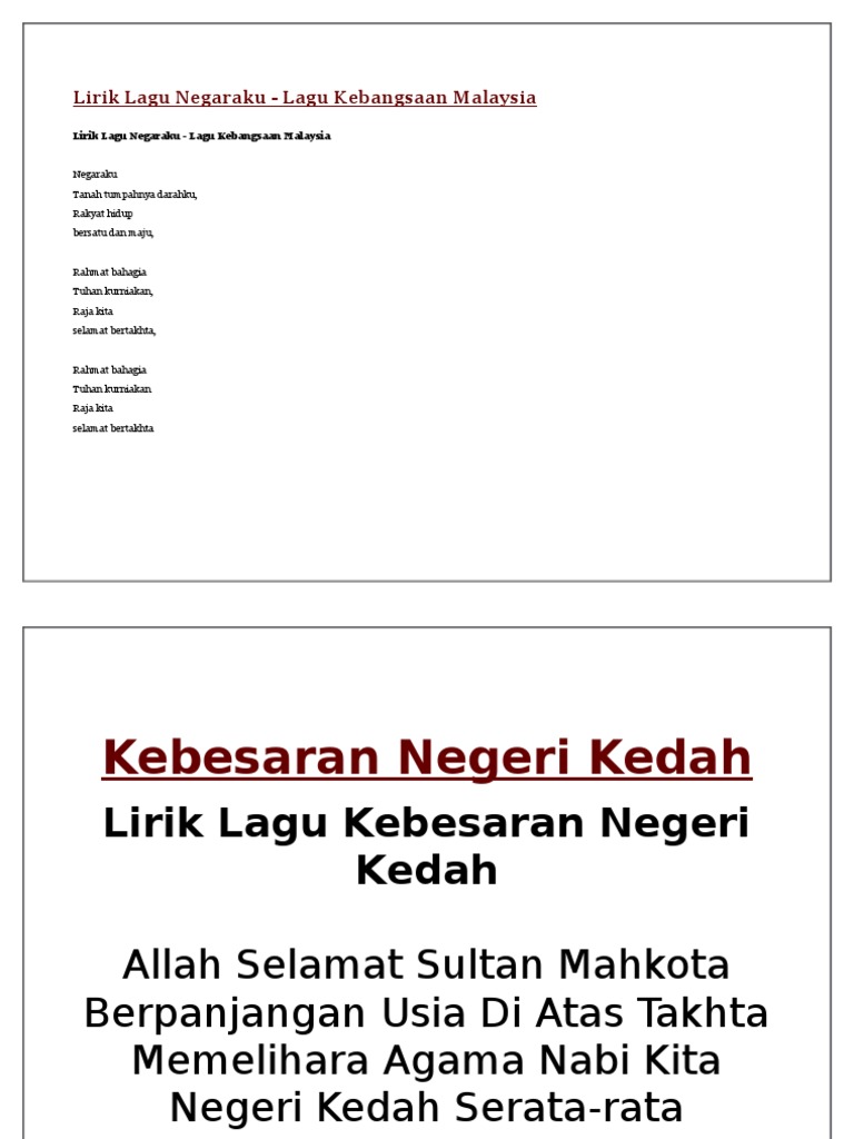 Lirik Lagu Negaraku Pdf
