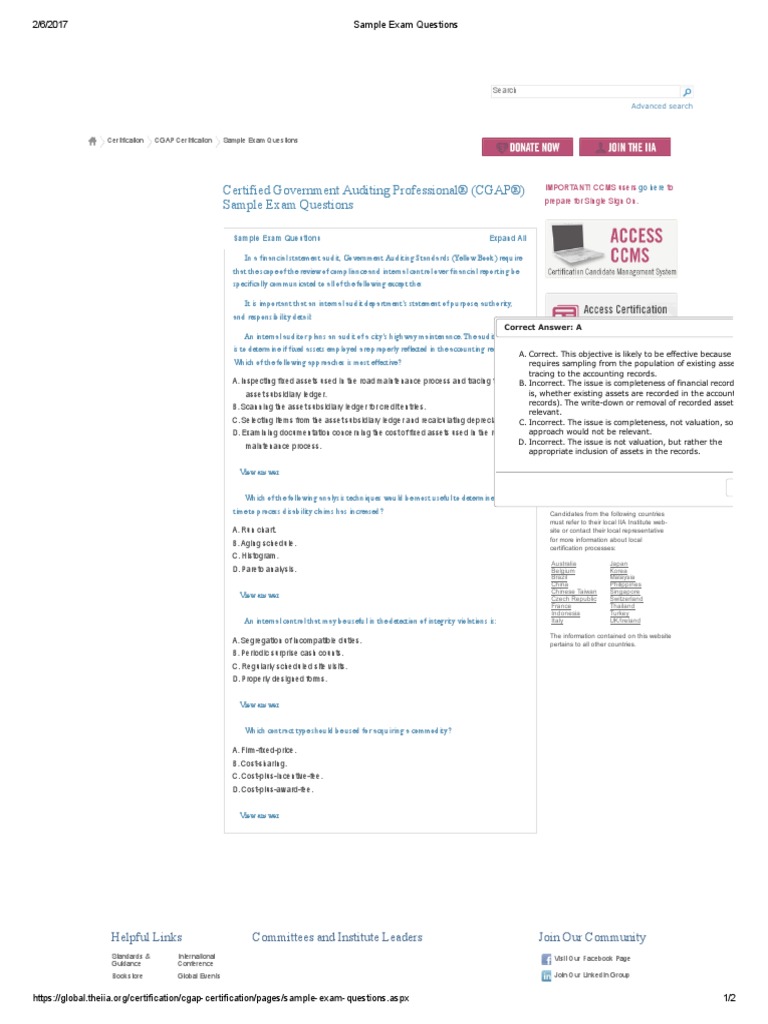 Certified Government Auditing Professional® (CGAP®) Sample Exam ...