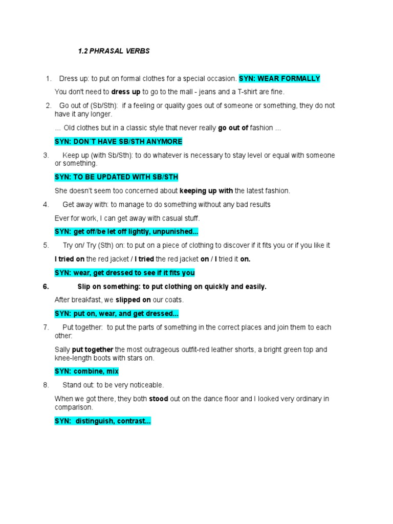 Phrasal Verbs | PDF | Language Arts & Discipline | Self-Improvement