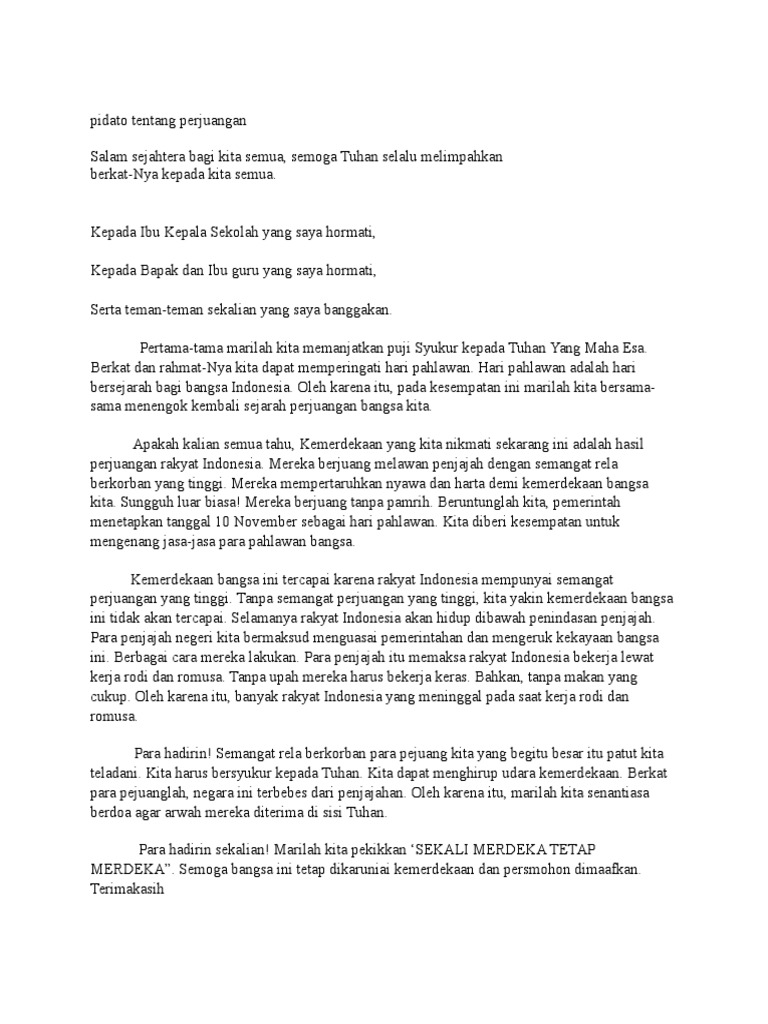 pidato tentang perjuangan