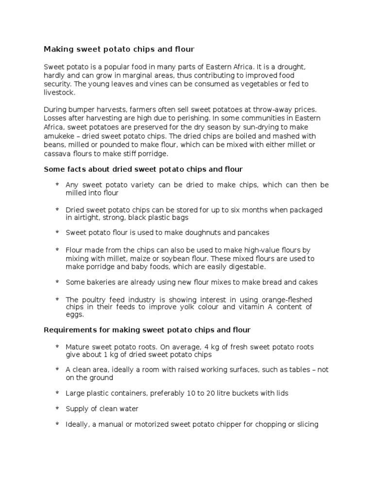 Making Sweet Potato Chips and Flour PDF Sweet Potato Potato