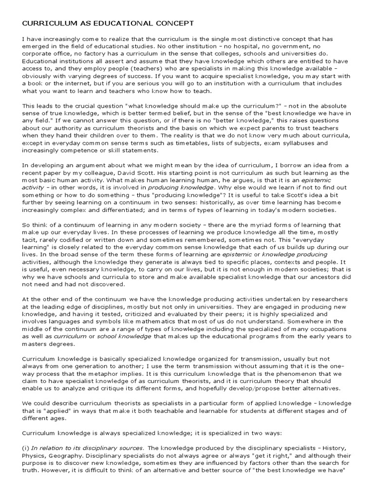 Understanding Curriculum in Education | PDF | Curriculum | Epistemology