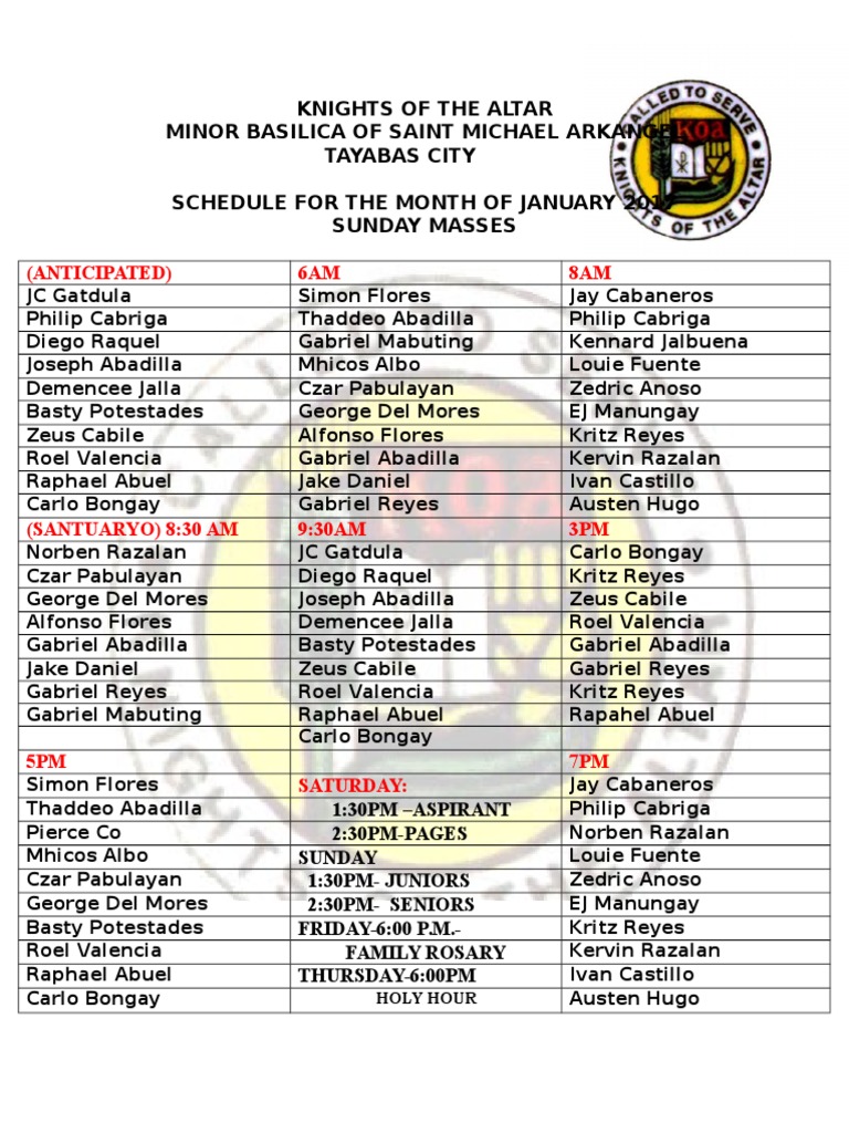 Knights of The Altar Minor Basilica of Saint Michael Arkangel Tayabas