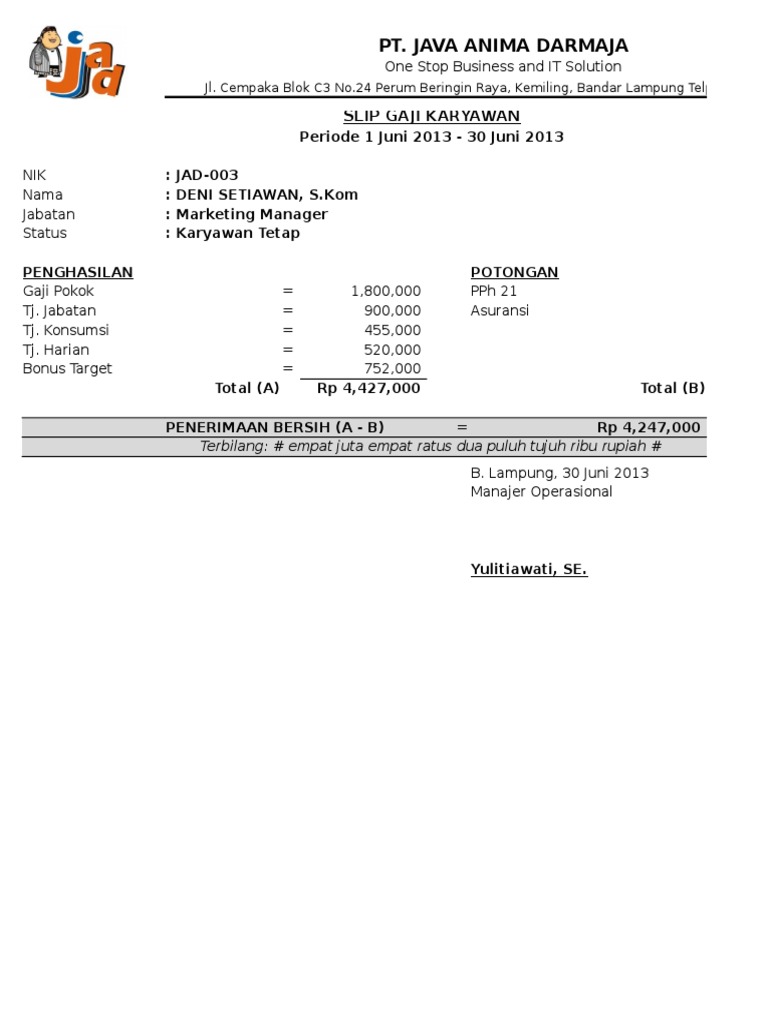 Contoh Template Slip Gaji Malaysia - IMAGESEE