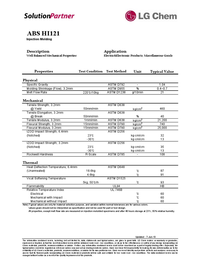 2.2.Tds Astm-Abs Lgchem Hi121 | PDF | Strength Of Materials ...