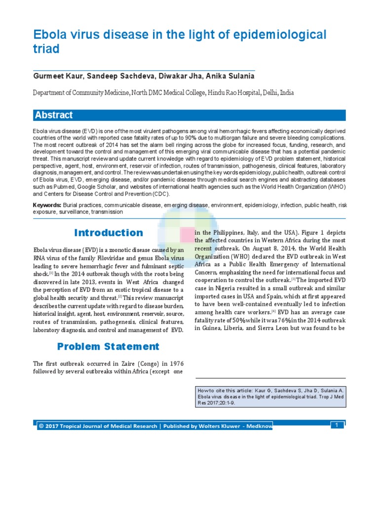 Ebola Virus Disease in The Light of Epidemiological Triad | PDF | Ebola ...