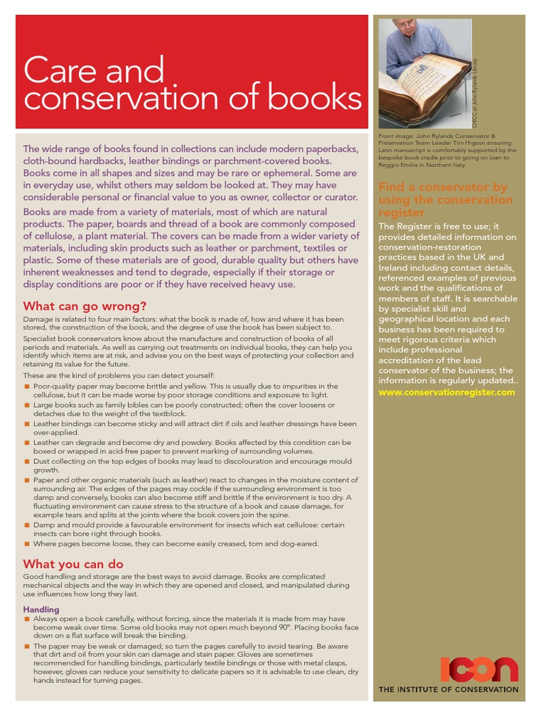 Care and Conservation of Books PDF Bookbinding Leather