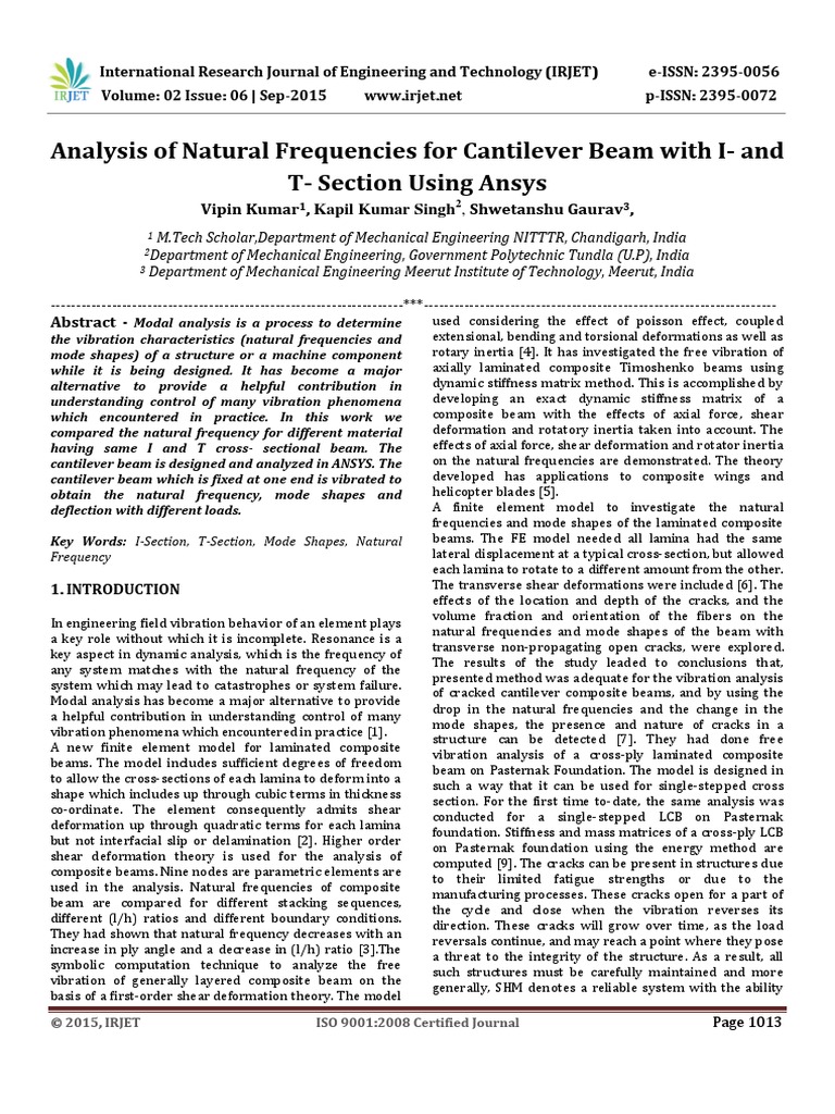 Modal Analysis of Cantilever Beam PDF | PDF | Normal Mode | Beam ...