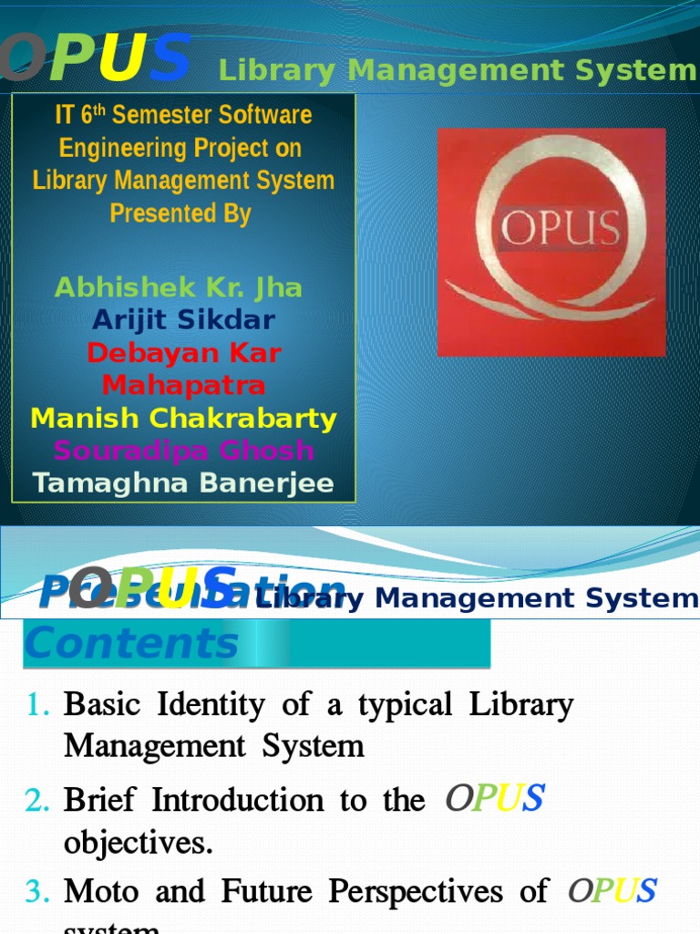 Opuslms - Library Management System | PDF | User (Computing) | Libraries