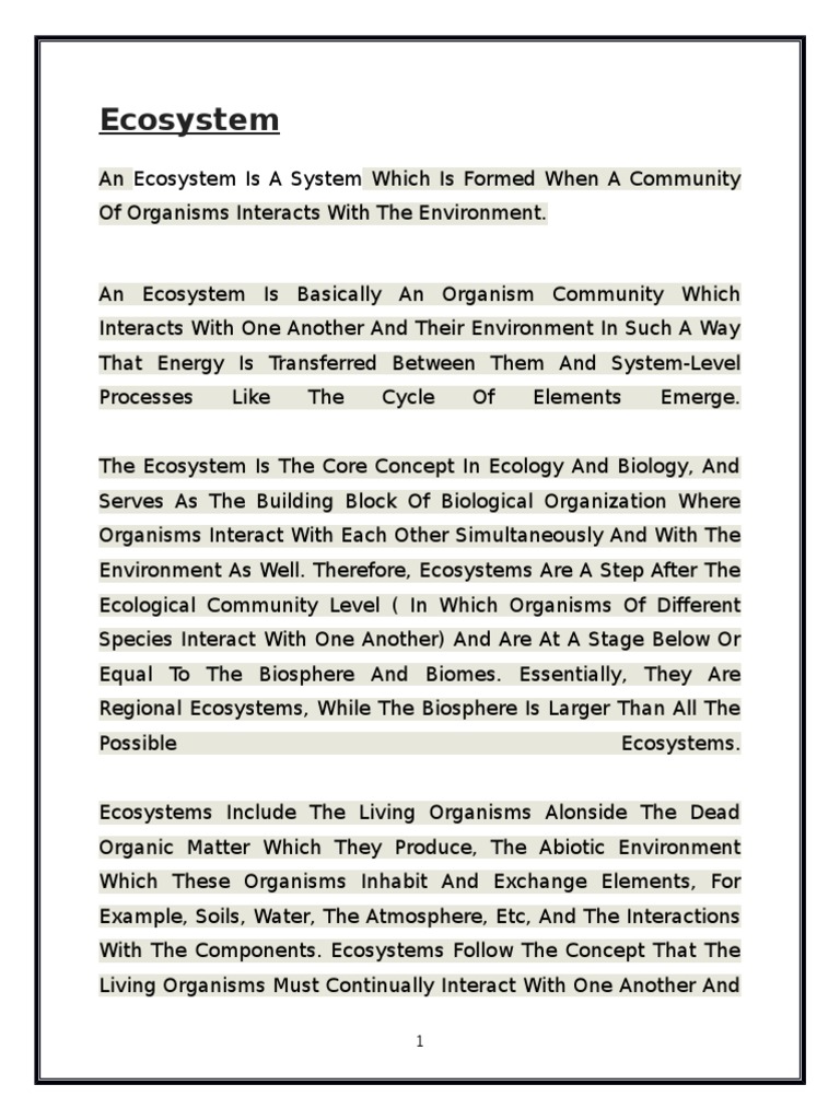 Understanding Ecosystem Types and Dynamics | PDF
