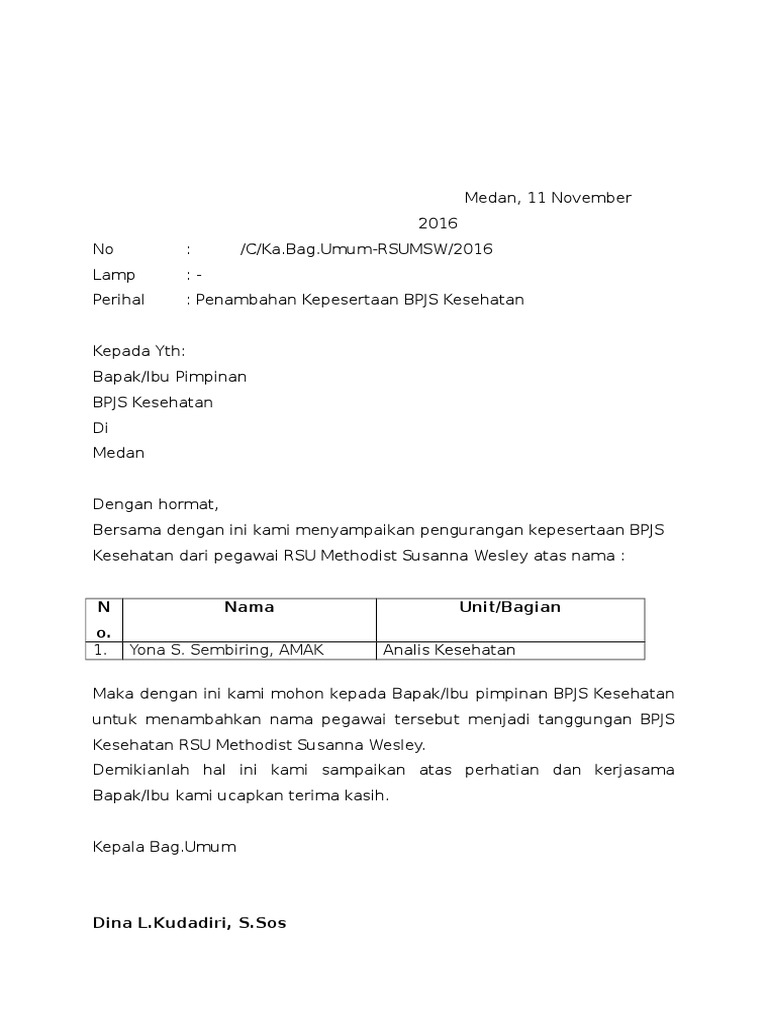 Surat Penambahan Anggota Bpjs Pdf