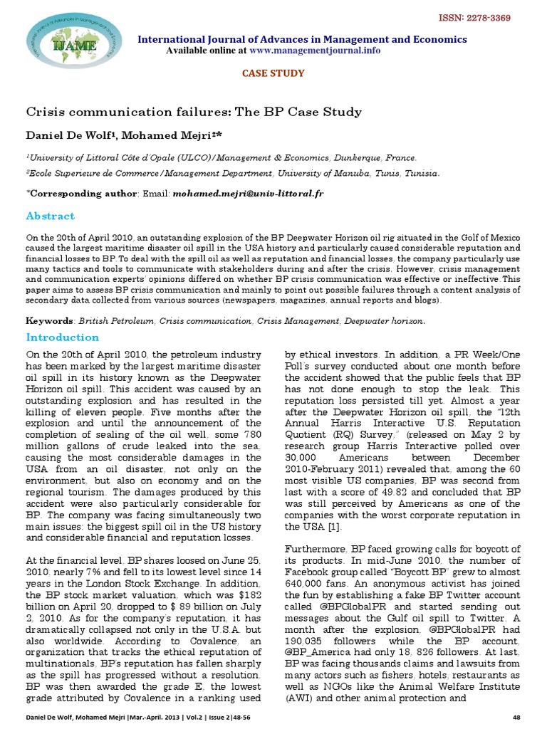 crisis communication failures the bp case study