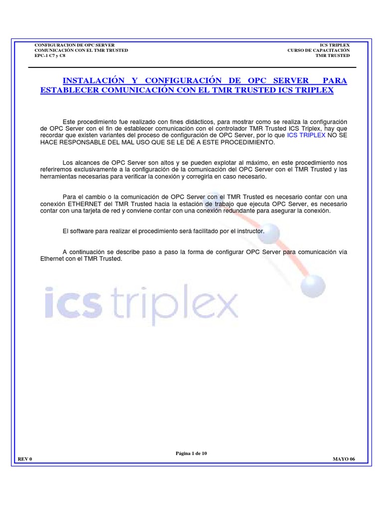 Configuración de OPC Server para TMR Trusted | PDF | Red de ...