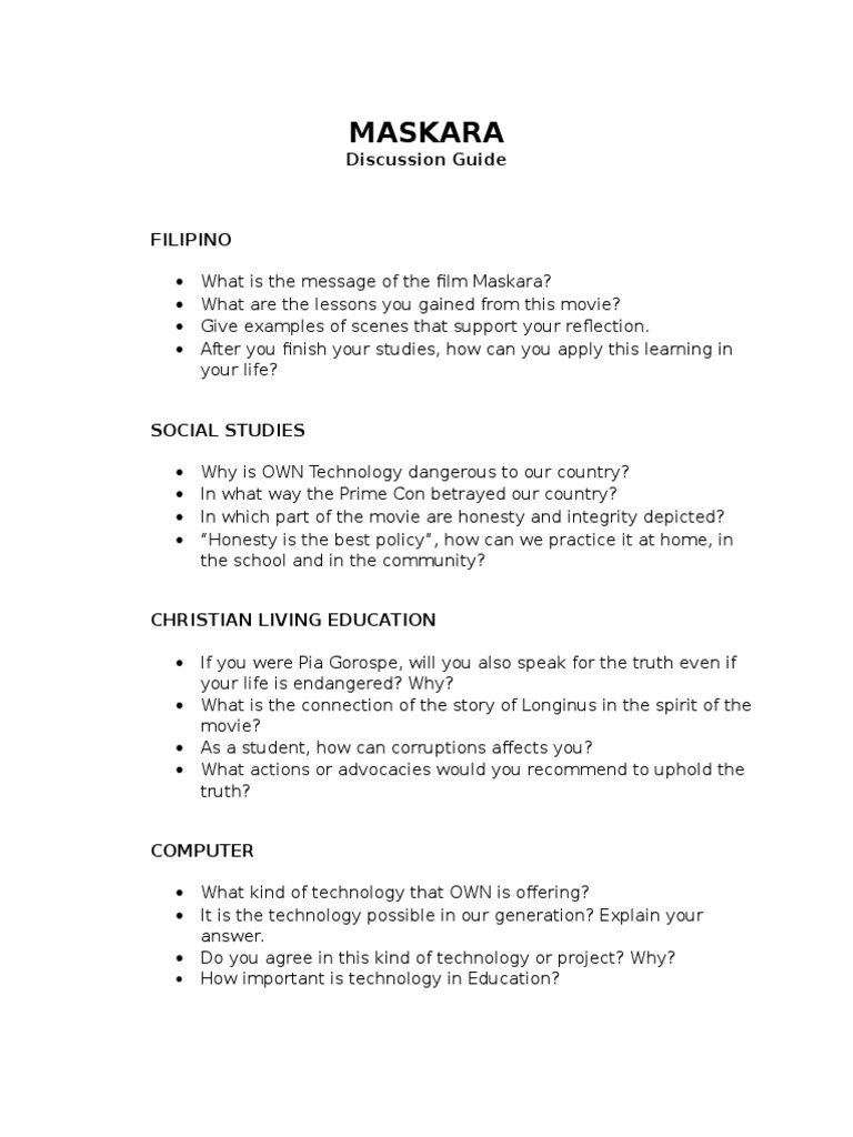 Maskara Discussion Guide English New PDF