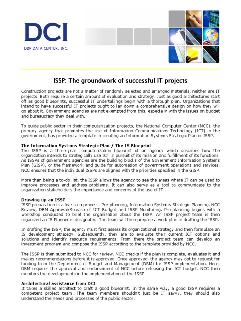 ISSP: Blueprint for IT Success | PDF | Project Management | Information ...
