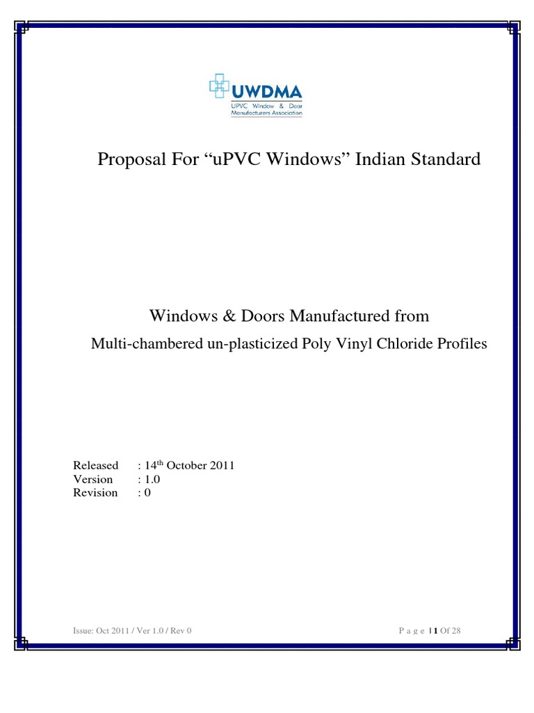 UWDMA Standard For UPVC Profiles PDF Polyvinyl Chloride Bending