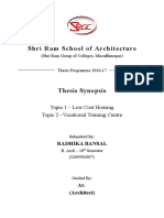 Shri Ram School of Architecture: Topic 1 - Low Cost Housing Topic 2 - Vocational Training Centre