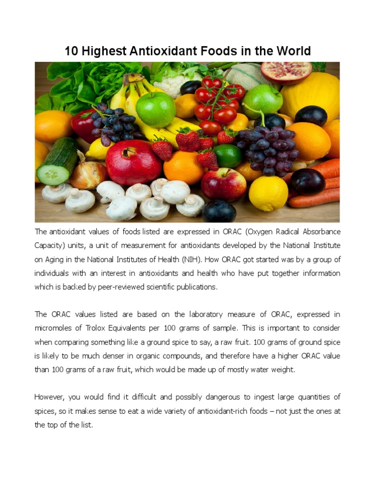 10 Highest Antioxidant Foods in The World PDF Clove Cholesterol