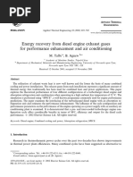 Energy Recovery From Diesel Engine Exhaust Gases For Performance Enhancement and Air Conditioning