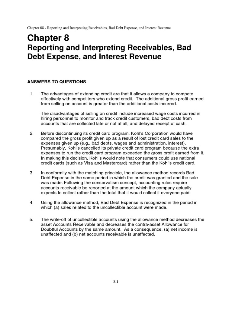 Receivables and Bad Debt Accounting Guide | PDF | Bad Debt | Debits And ...