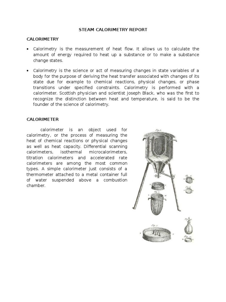 Steam Calorimetry Calorimetry Materials Science